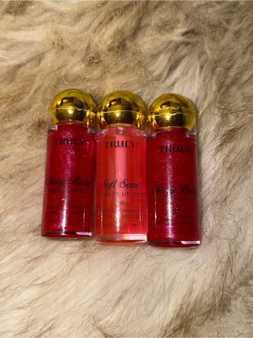 TRULY Lip Oil Trio , 2 Cherry Baby 1 Soft Serve SEALED NEW